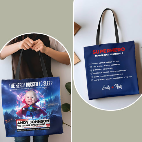 Personalized Superhero Diaper Bag – Baby Sorcerer Supreme Design with Custom Name & Quote
